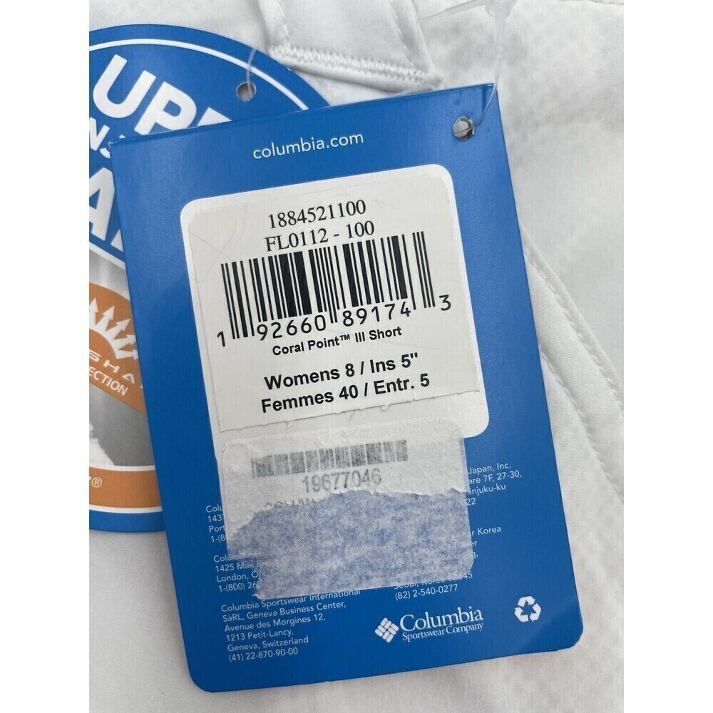 NWT Columbia PFG Women's Shorts Size 8 White Omni-Shade Outdoor Hiking Fishing - Picture 13 of 13